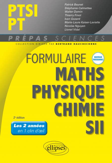Formulaire Maths Physique Chimie SII PTSI PT